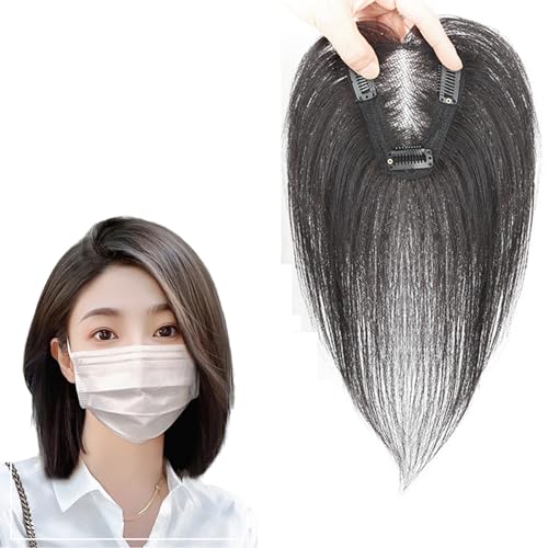 MEECHI Damen-Haaraufsätze for Dünner Werdendes Haar 100% Echte Echthaarteile Unsichtbare Clip-in-Haarverlängerung 10 Zoll Natürliches Schwarzes Haartoupet Bei Leichtem Haarausfall von MEECHI