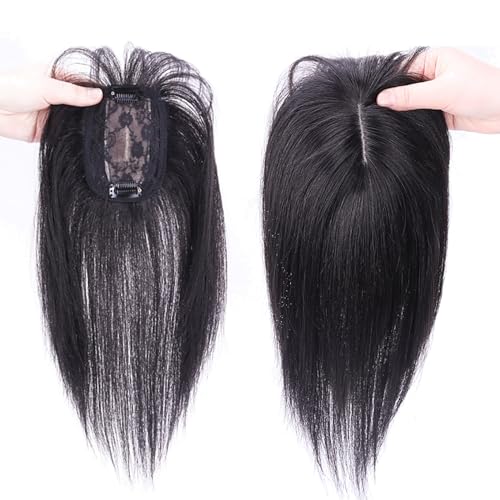 Natürliche Schwarze Haarteile for Frauen Mit Pony 100% Echthaar Topper 8 * 12cm Seidenbasis-Clip-Perücken, Top-Haarverlängerungen Bei Haarausfall/Dünner Werdendem Haar/Grauem Haar (Size : 12 inch von MEECHI