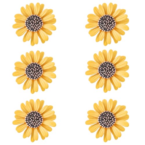 MEEDOZ 6-teiliges Emaille-Gänseblümchen-Broschennadeln für Damen, modische Dekoration, Blumen-Brosche, Schmucknadel-Set, Anstecknadel für Partygeschenke (gelbes Gänseblümchen) von MEEDOZ