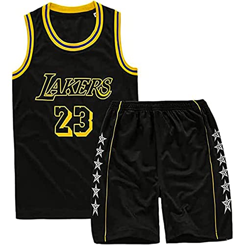 MEEHYRE 2-teiliges Basketballtrikot mit Aktiv-Top und Shorts, Basketball-Trikot für Kinder, Jersey-Set für Jungen, Schwarz , 14-16 Jahre von MEEHYRE