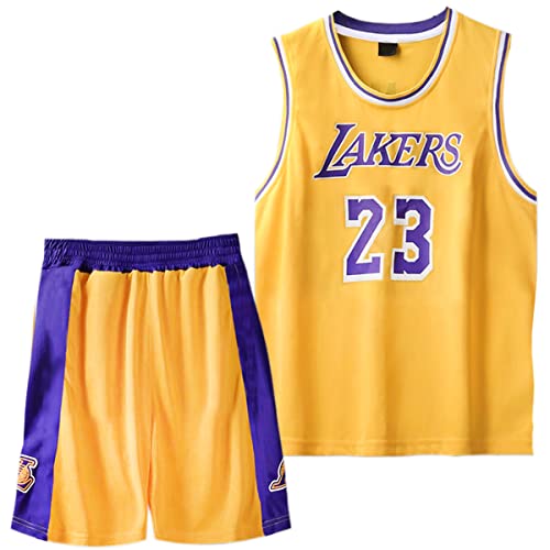 MEEHYRE 2-teiliges Basketballtrikot mit Aktiv-Top und Shorts, Basketball-Trikot für Kinder, Jersey-Set für Jungen, gelb, 9-11 Jahre von MEEHYRE