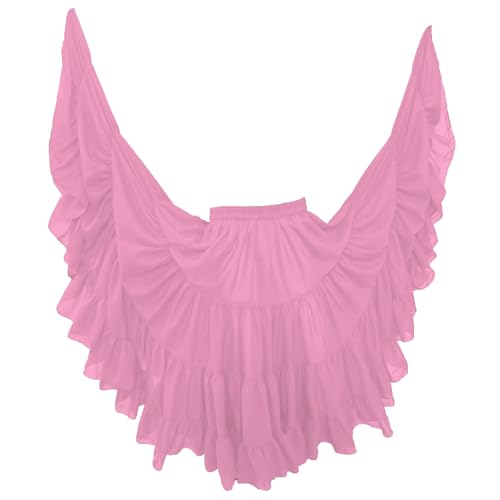 MEEK MERCERY BY KF Chiffon-Rock, 22,7 m, 4 Ebenen, Bauchtanz, lang, Maxirock C7, hellrosa, 3XL von MEEK MERCERY BY KF