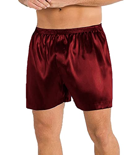 MEEK MERCERY BY KF Satin-Herren-Kurzhose, Nachtkleidung, Kurze Lounge-Hose, Satin-Boxer-Unterhose S53 von MEEK MERCERY BY KF