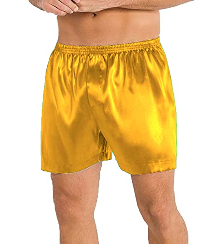 MEEK MERCERY BY KF Satin-Herren-Kurzhose, Nachtkleidung, Kurze Lounge-Hose, Satin-Boxer-Unterhose S53 von MEEK MERCERY BY KF