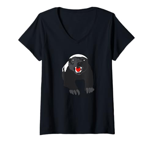 Damen Honey Badger T-Shirt T-Shirt mit V-Ausschnitt Damen Honey Badger T-Shirt T-Shirt mit V-Ausschnitt von MEENMEMES