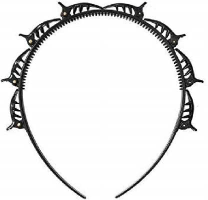 MEEO FASHIONS Doppellagiges gedrehtes Zopf-Stirnband, doppelte Pony-Haarnadeln, Frisuren-Haarband, Haarwerkzeug mit Krokodilklemmen, Haarband – Schwarz (2 Stück) von MEEO FASHIONS