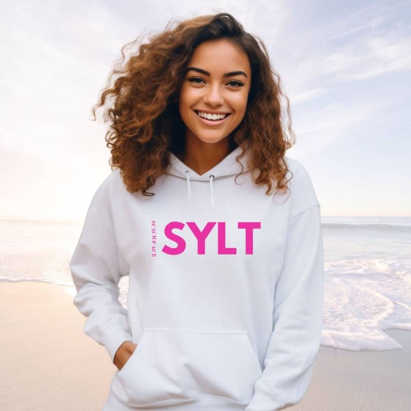 Sylt Hoodie Mit Koordinaten in Pink - Organic von MEERcoordinates
