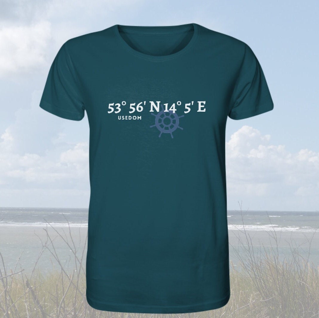 Usedom T-Shirt Mit Koordinaten - Organic Shirt von MEERcoordinates