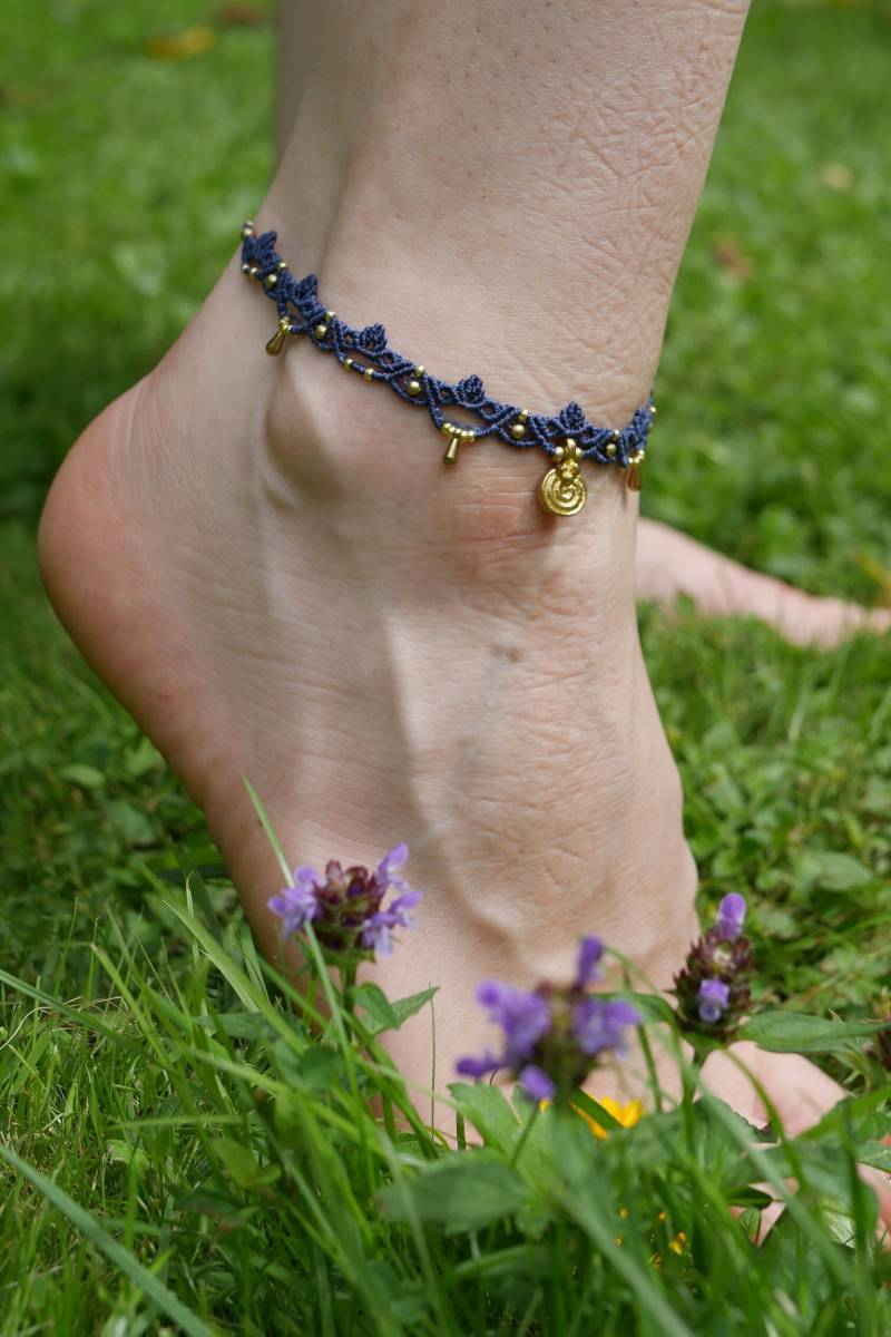 Makramee Fusskettchen Marineblau von MEERideenDESIGN
