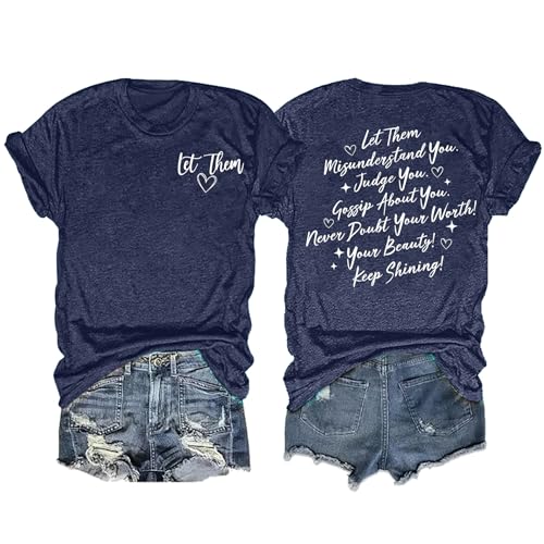 Let Them Shirt für Damen, inspirierendes T-Shirt, motivierender Spruch, Blau, XX-Large von MEESHEEP