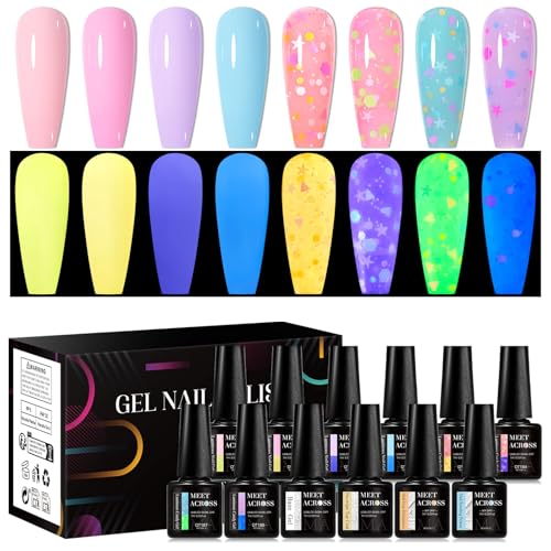 MEET ACROSS Neon UV Nagellack Set 8 Farben Leuchtet im Dunkeln Gel Nagellack Set Rosa Blau Lila Schellack, Soak Off UV Gel Regenbogen Nail Art Set für Mädchen 12 Stück MEET ACROSS Neon UV Nagellack Set 8 Farben Leuchtet im Dunkeln Gel Nagellack Set Rosa Blau Lila Schellack, Soak Off UV Gel Regenbogen Nail Art Set für Mädchen 12 Stück von MEET ACROSS