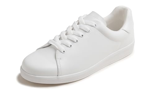 MEET JOLIE Bunte Schnür-Sneaker aus PU-Leder für Damen, Weiße Schnürung, 38 EU von MEET JOLIE