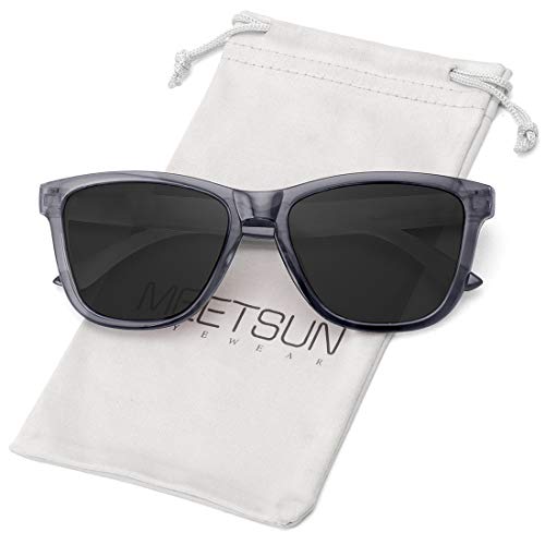 MEETSUN Polarisierte Sonnenbrille für Damen und Herren, klassischer Retro-Stil UV400 Schutz (Transparent Grau Rahmen/Grau Linse) von MEETSUN