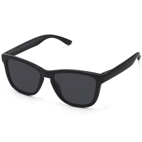 MEETSUN Polarisierte Sonnenbrille für Damen und Herren, klassischer Retro-Stil UV400 Schutz (Schwarz Rahmen/Grau Linse) von MEETSUN