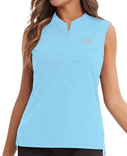 MEETWEE Damen Golf Poloshirt Ärmelloses Tennis Shirts UV-Schutz UPF 50+ Atmungsaktiv Sport Tank Tops mit 1/4 Reißverschluss von MEETWEE