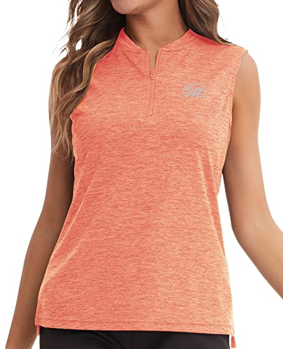 MEETWEE Damen Golf Poloshirt Ärmelloses Tennis Shirts UV-Schutz UPF 50+ Atmungsaktiv Sport Tank Tops mit 1/4 Reißverschluss von MEETWEE
