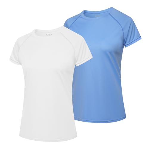 MEETWEE Damen Surf Shirt Rash Guard UV Shirts Schwimmen Tankini UPF 50+ Kurzarm Badeshirt Bademode Shirt von MEETWEE