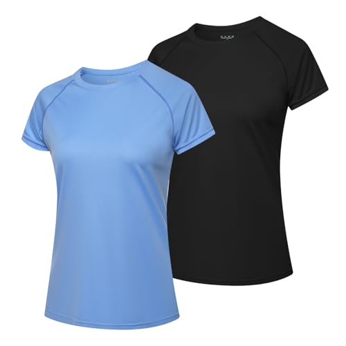 MEETWEE Damen Surf Shirt Rash Guard UV Shirts Schwimmen Tankini UPF 50+ Kurzarm Badeshirt Bademode Shirt von MEETWEE