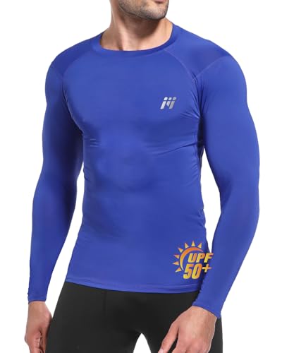 MEETWEE Herren Langarm Rash Guard UPF 50+ UV Tshirt Top Schwimmen Männer Surfen Schnelltrocknend Atmungsaktiv von MEETWEE