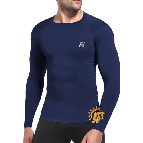 MEETWEE Herren Langarm Rash Guard UPF 50+ UV Tshirt Top Schwimmen Männer Surfen Schnelltrocknend Atmungsaktiv von MEETWEE