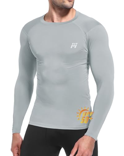 MEETWEE Herren Langarm Rash Guard UPF 50+ UV Tshirt Top Schwimmen Männer Surfen Schnelltrocknend Atmungsaktiv von MEETWEE