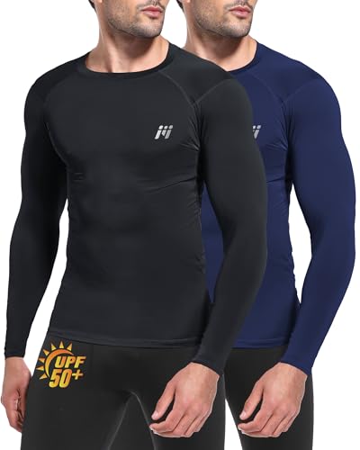MEETWEE Herren Langarm Rash Guard UPF 50+ UV Tshirt Top Schwimmen Männer Surfen Schnelltrocknend Atmungsaktiv von MEETWEE