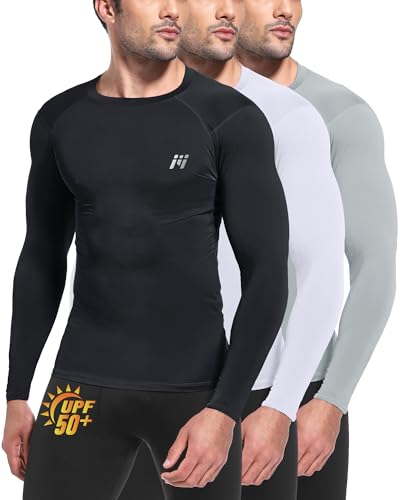 MEETWEE Herren Langarm Rash Guard UPF 50+ UV Tshirt Top Schwimmen Männer Surfen Schnelltrocknend Atmungsaktiv von MEETWEE