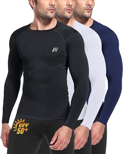 MEETWEE Kompressionsshirt Herren Langarm Funktionsshirt Sportshirt, Rash Guard UPF50+ UV Top Schwimmen Männer Surfen Schnelltrocknend Atmungsaktiv Fitness Gym von MEETWEE