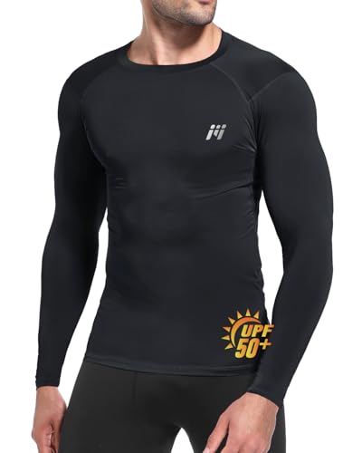 MEETWEE Herren Langarm Rash Guard Kompressionsshirt UPF 50+ UV Tshirt Top Schwimmen Männer Surfen Schnelltrocknend Atmungsaktiv von MEETWEE
