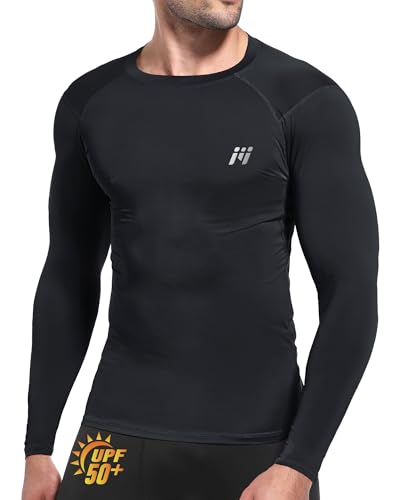 MEETWEE Herren Langarm Rash Guard UPF 50+ UV Tshirt Top Schwimmen Männer Surfen Schnelltrocknend Atmungsaktiv von MEETWEE
