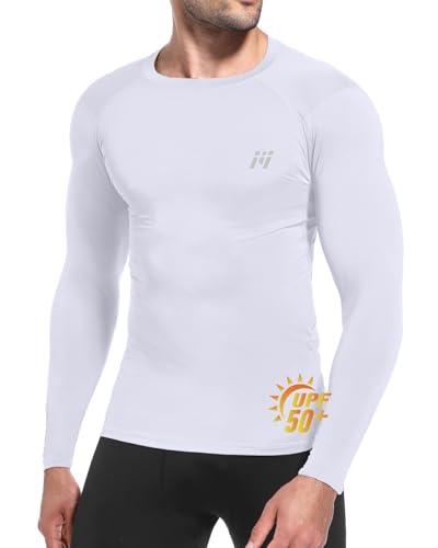 MEETWEE Herren Langarm Rash Guard UPF 50+ UV Tshirt Top Schwimmen Männer Surfen Schnelltrocknend Atmungsaktiv von MEETWEE