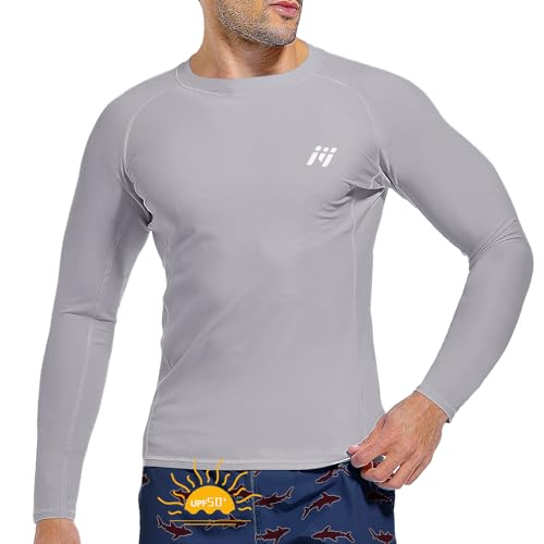 MEETWEE Herren Rash Guard Rash Vest Männer Langarm/Kurzarm UV Schutz T-Shirt Tops UPF 50+ Schnelltrocknend für Schwimmen Surfen Wassersport von MEETWEE