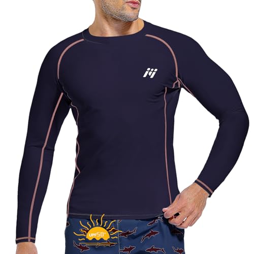 MEETWEE Herren Rash Guard Rash Vest Männer Langarm/Kurzarm UV Schutz T-Shirt Tops UPF 50+ Schnelltrocknend für Schwimmen Surfen Wassersport von MEETWEE