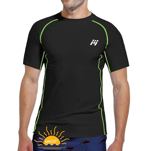MEETWEE Herren Rash Guard Rash Vest Männer Langarm/Kurzarm UV Schutz T-Shirt Tops UPF 50+ Schnelltrocknend für Schwimmen Surfen Wassersport von MEETWEE