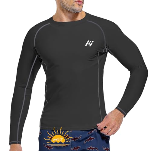 MEETWEE Herren Rash Guard Rash Vest Männer Langarm/Kurzarm UV Schutz T-Shirt Tops UPF 50+ Schnelltrocknend für Schwimmen Surfen Wassersport von MEETWEE