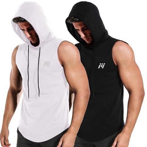 MEETWEE Herren Tank Top, Sportshirt mit Kapuze Ärmelloses Muskelshirts Fitness Sleeveless Shirt Atmungsaktiv Laufshirt Achselshirts Hoodie für Gym Running Training von MEETWEE