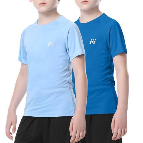 MEETWEE Jungen Rash Guard Kurzarm Kinder Badeshirt UV Schutz UPF 50 + Schwimmshirt Schnelltrocknend von MEETWEE