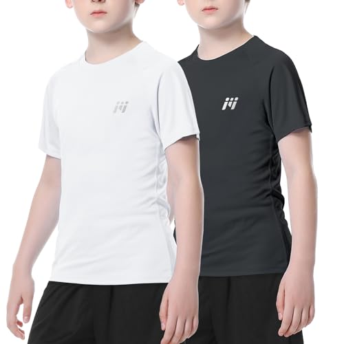 MEETWEE Jungen Rash Guard Kurzarm Kinder Badeshirt UV Schutz UPF 50 + Schwimmshirt Schnelltrocknend von MEETWEE