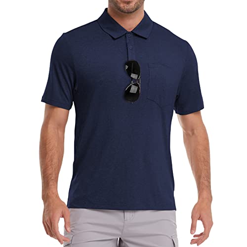 MEETWEE Poloshirt Herren Golf Kurzarm T-Shirt Männer, UV Schutz Shirt Tennis Kurzärmliges mit Brusttasche Schnell Trocknend Atmungsaktives Sport Outdoor von MEETWEE