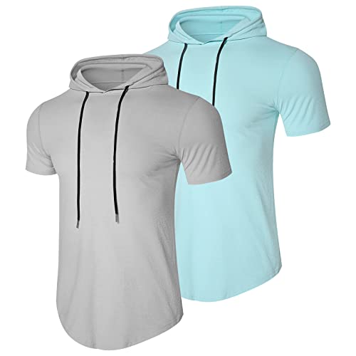 MEETWEE Sportshirt Herren, Laufshirt Kurzarm Funktionsshirt mit Kapuze Männer Sports Shirt Atmungsaktiv Sweatshirt Hoodie für Running Gym Jogging von MEETWEE