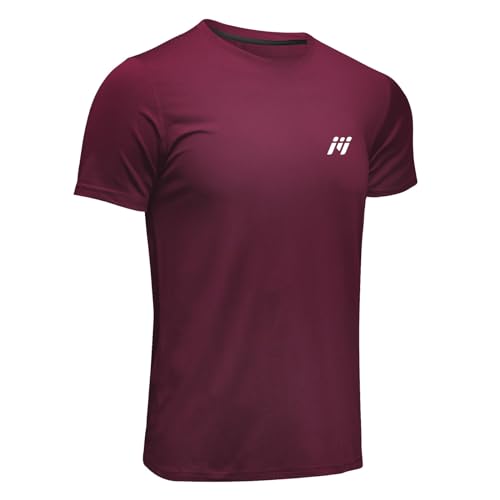 MEETWEE Sportshirt Herren, Laufshirt Kurzarm Mesh Funktionsshirt Atmungsaktiv Kurzarmshirt Sports Shirt Trainingsshirt für Männer, Rot, XL von MEETWEE