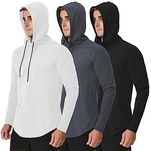 MEETWEE Sportshirt Herren, Laufshirt Langarm Funktionsshirt mit Kapuze Männer Sports Shirt Atmungsaktiv Hoodie Sweatshirt für Running Gym Joggingg von MEETWEE