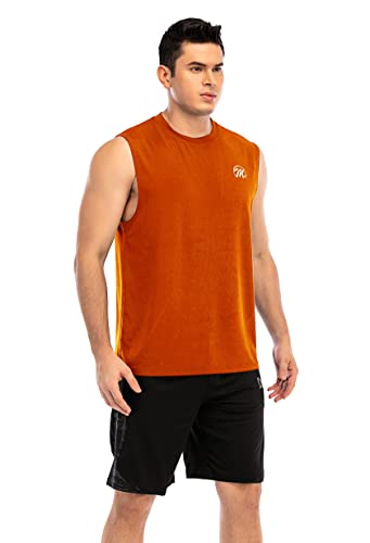 MEETWEE Tank Top Herren, Sportshirt Mesh Ärmelloses Shirt Achselshirt Unterhemd Muskelshirt Fitness Sleeveless T-Shirt Funktionsshirt Laufshirt für Männer (Orange, L) von MEETWEE