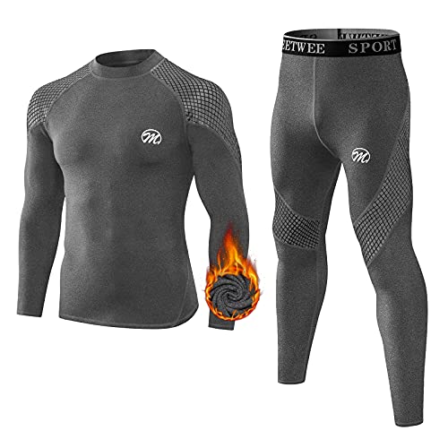 MEETWEE Thermounterwäsche Herren, Winter Funktionsunterwäsche Atmungsaktiv Thermo Unterwäsche Set Lang Thermohemd & Thermohose Kompressionsanzug für Männer Skifahren Laufen Sport von MEETWEE