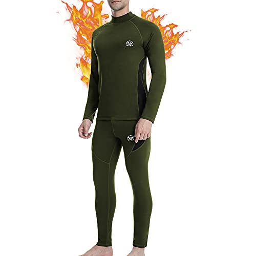 MEETWEE Herren Thermounterwäsche Funktionsunterwäsche Base Layer Set, Grün, S EU von MEETWEE