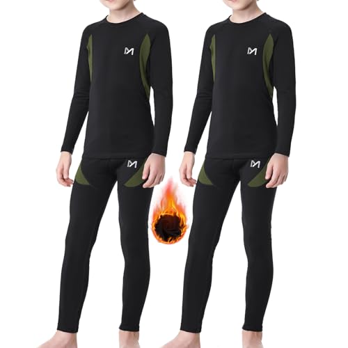 MEETYOO 2er Pack Thermounterwäsche Set für Kinder Funktionsunterwäsche Skiunterwäsche Fussball Jungen Atmungsaktiv Weich Funktionswäsche Thermo Unterwäsche Warme für Kinder von MEETYOO