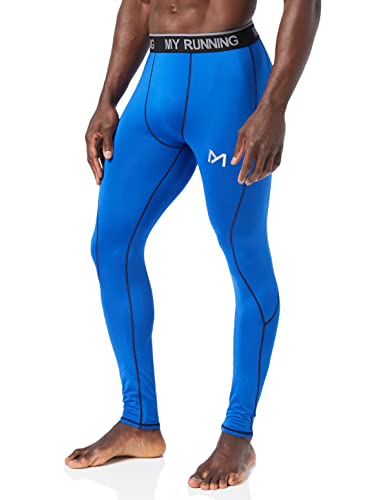 MEETYOO Herren Kompressionshose Sport Leggings, Blau 2, M EU von MEETYOO