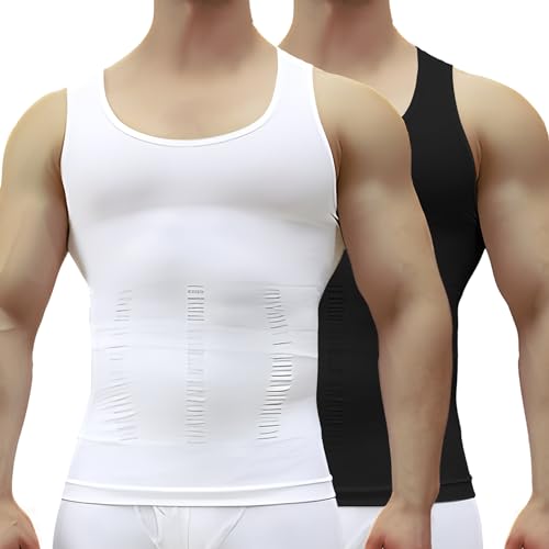 MEETYOO Kompression Tank Top Herren, Shapewear Ärmelloses Muskelshirts Gym Sport Unterhemd Männer T Shirt Bodybuilding Workout Body Shaper Oberteil von MEETYOO