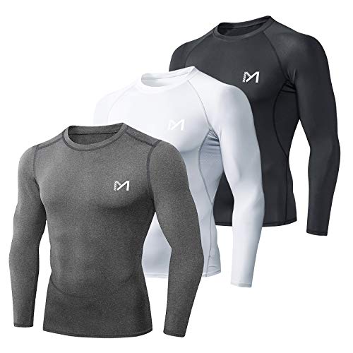 MEETYOO Kompressionsshirt Herren, Funktionsshirt Langarm Fitnessshirt Männer Sportshirt Atmungsaktiv Laufshirt für Laufen Jogging Sport Turnhalle von MEETYOO