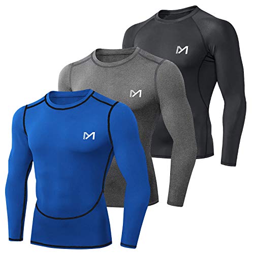 MEETYOO Kompressionsshirt Herren, Funktionsshirt Langarm Fitnessshirt Männer Sportshirt Atmungsaktiv Laufshirt für Laufen Jogging Sport Turnhalle von MEETYOO